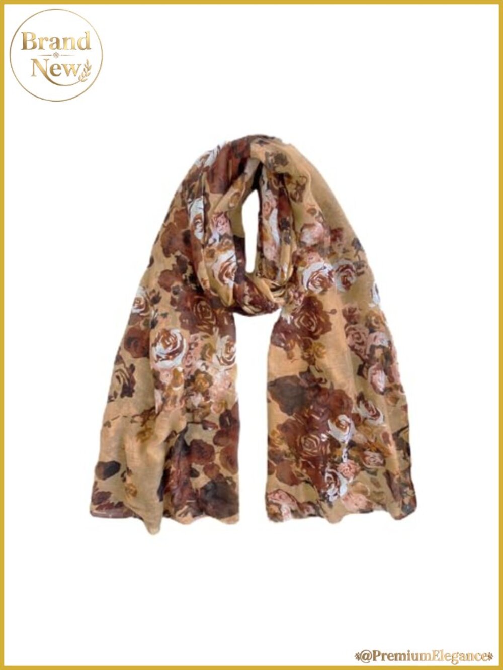 Floral Printed Scarf Lightweight Cotton Polyester Shawl Wrap